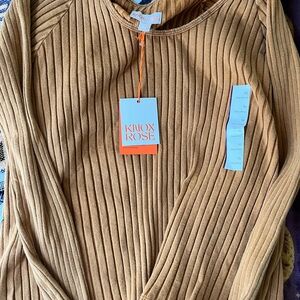 Knox Rose Women's Camel Ribbed Sweater